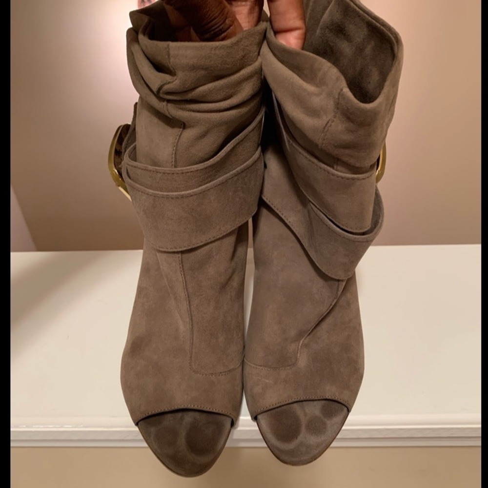 Burberry Suede Open Toe Bootie